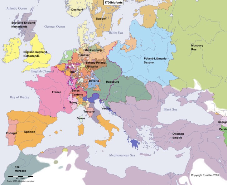 Nations d'Europe Carte des nations (en français)
