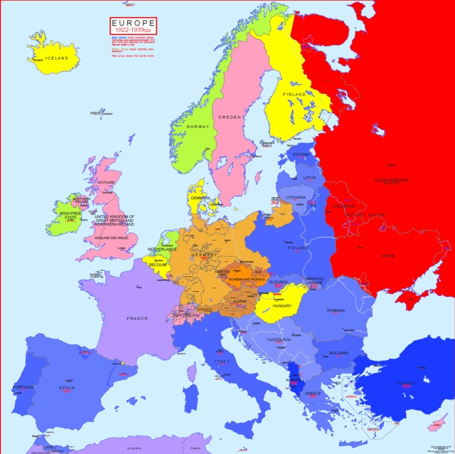 Hisatlas - Map of Map of Europe 1922-1939