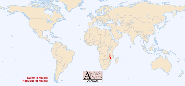 map of malawi africa. Map showing Malawi in Europe