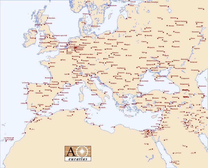 Atlas De Leurope Villes Deurope Et Du Bassin Méditerranéen