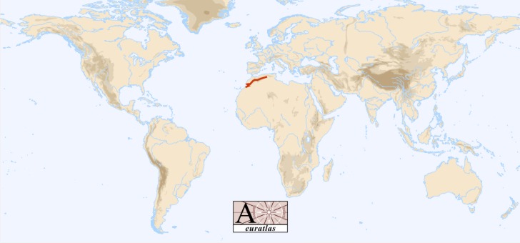 atlas mountains on world map