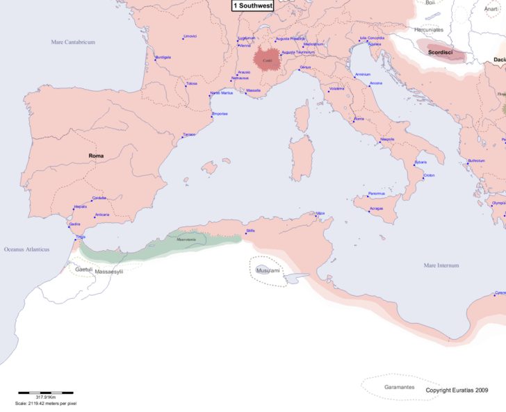 Map showing Europe 1 Southwest
