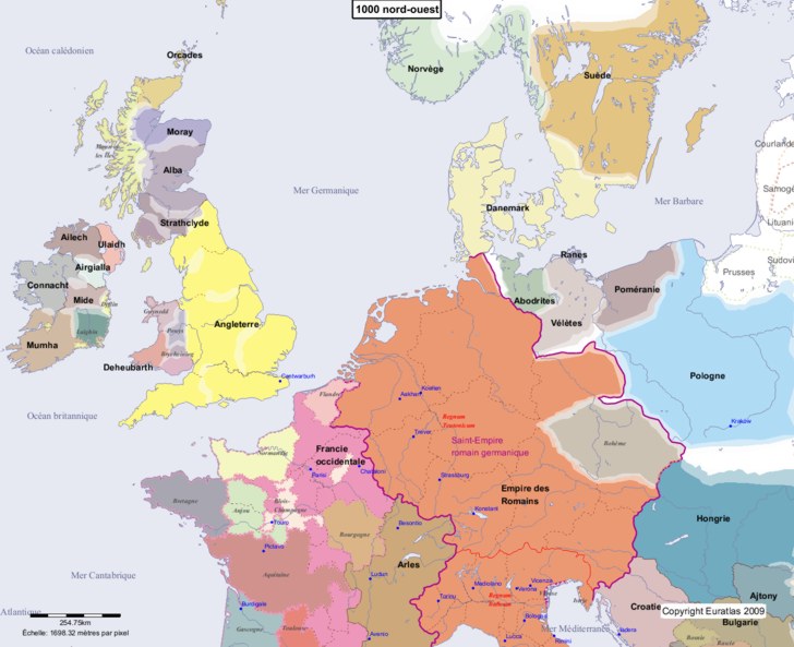 Euratlas Periodis Web carte  d Europe  1000  nord ouest
