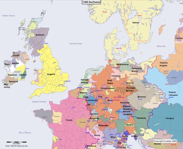 Map Of Europe 1400 Ad Euratlas Periodis Web   Map of Europe 1400 Northwest