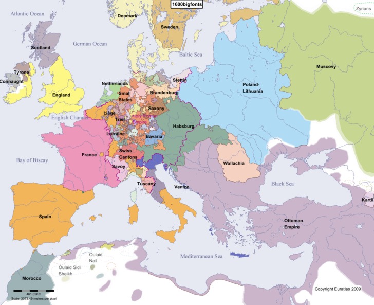 Map Of Europe In 1600 Euratlas Periodis Web   Map of Europe in Year 1600