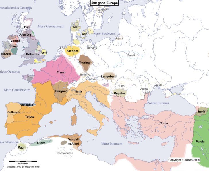 Hauptkarte von Europa im Jahre 500